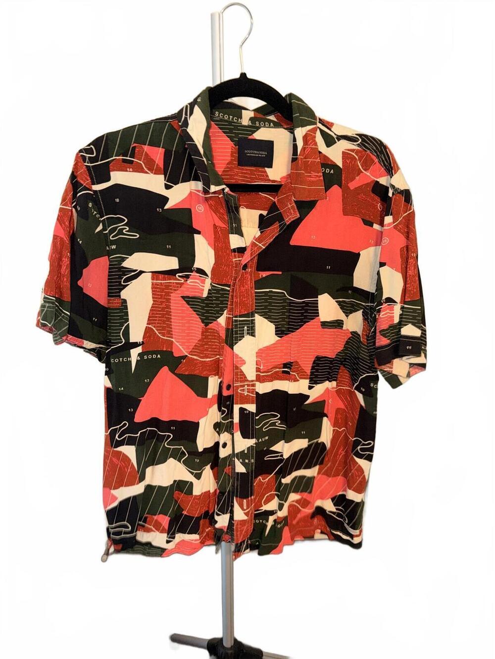 Scotch & Soda Men's Short Sleeve Button-Up Shirt Large